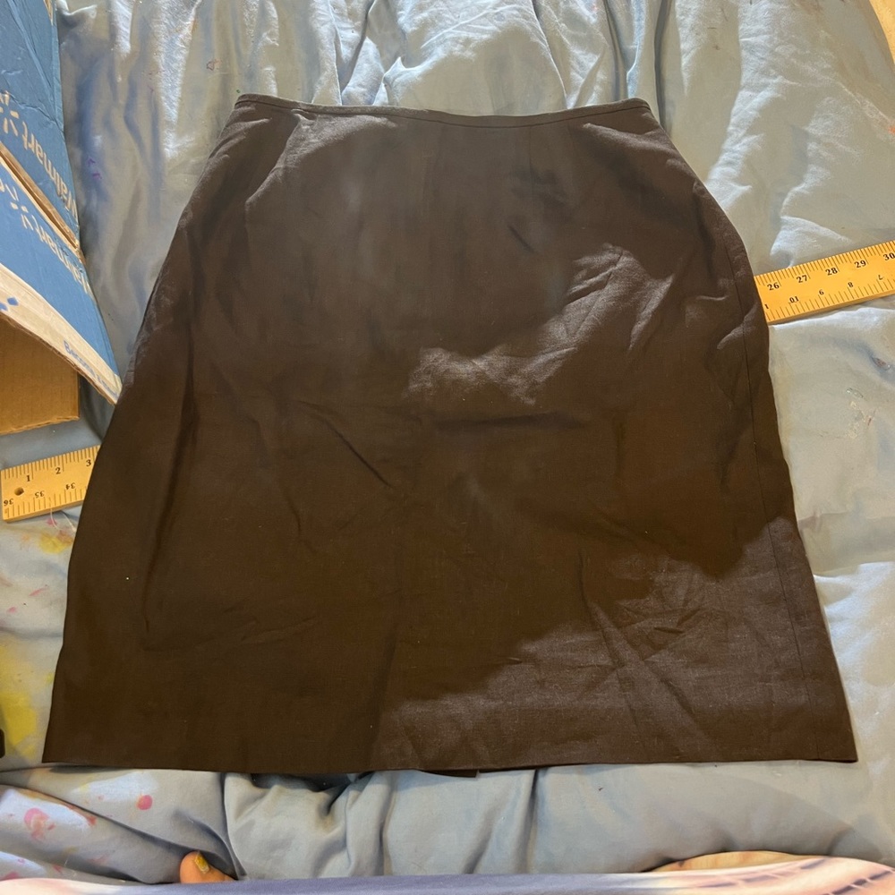 ❤️💋FUN SEXY FLIRTY SKIRT💋❤️SIZE COLOR 12 KASPER L LARGE BLACK LINEN RAYON 568 - Picture 1 of 8